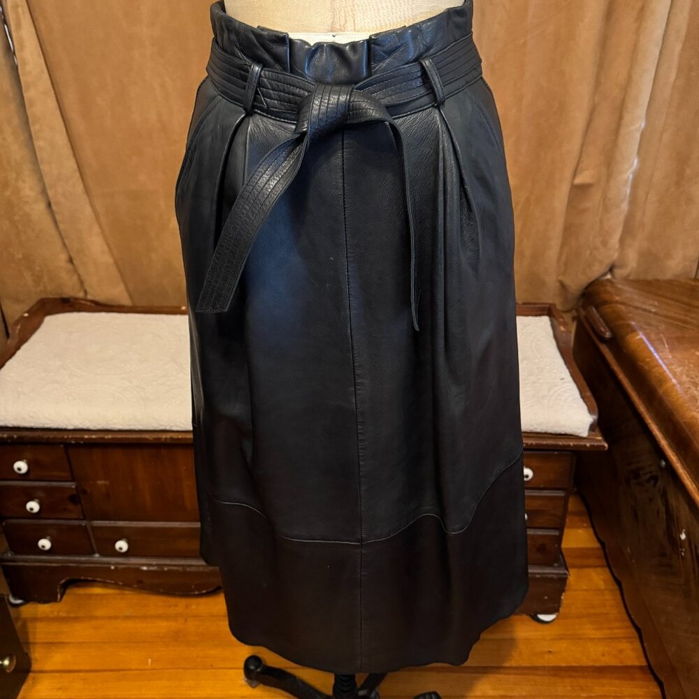 Free People Leather Midi Skirt